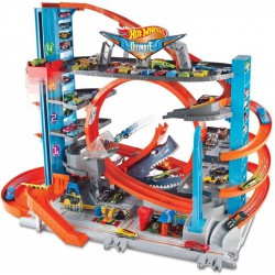 HOT WHEELS MEGA GARAŻ REKINA ZE ZJEŻDZALNIĄ + 2 AUT FTB69