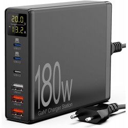 ŁADOWARKA USB C 180W 6-PORTOWA USB-A PD LCD